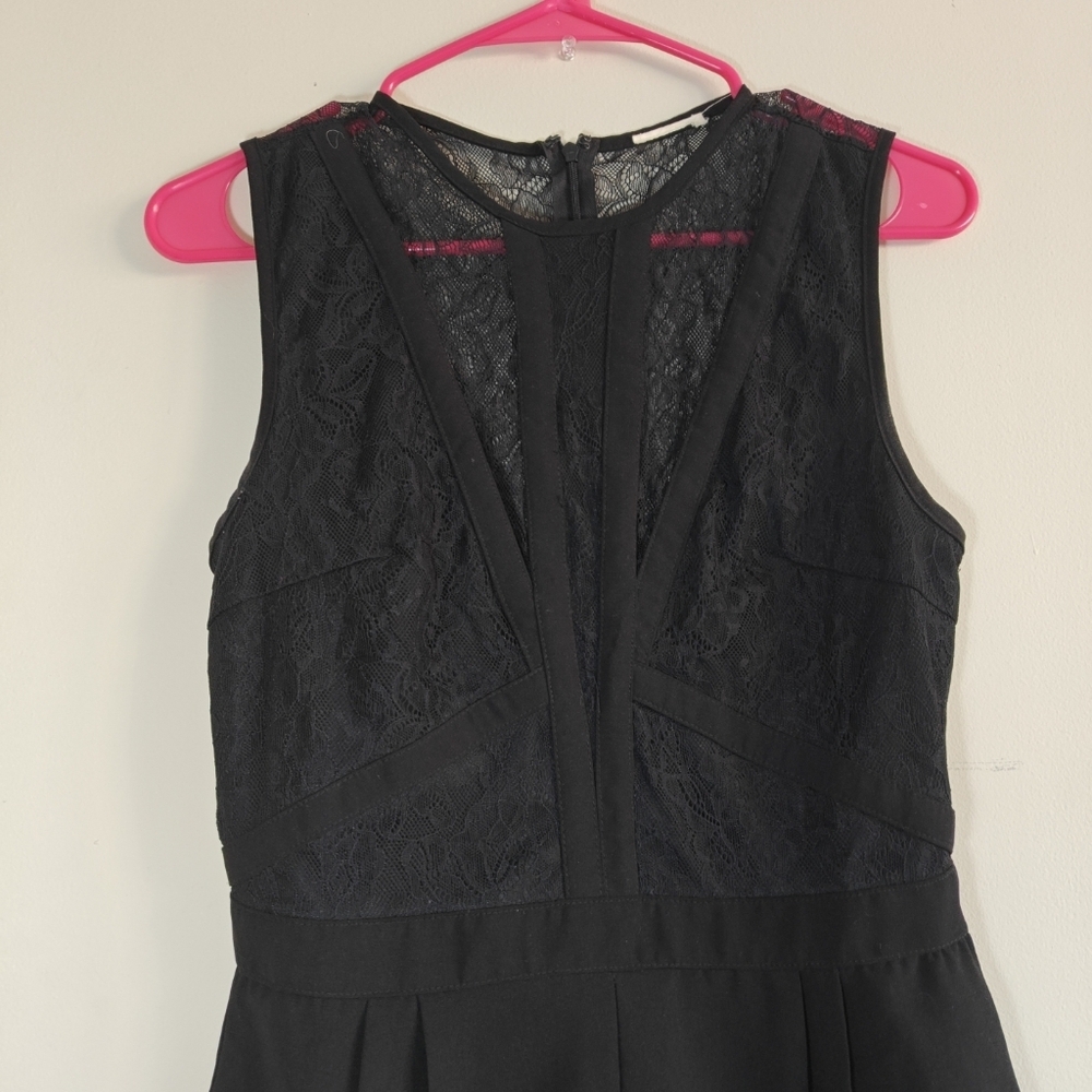 Amisu Sz Small Black Lace Shorts Romper‎ Sleeveless One Piece Jumpsuit - Picture 5 of 6